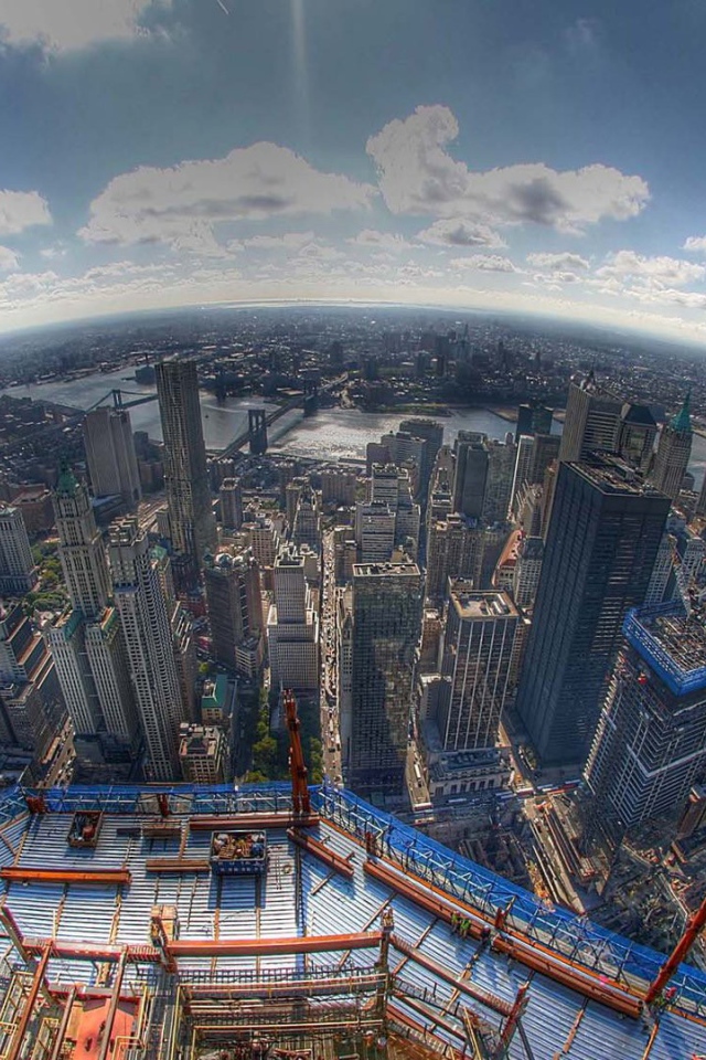 Панорама Нью-Йорка через линзу рыбий глаз