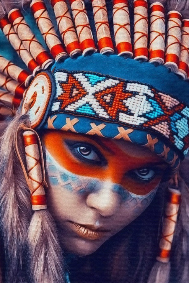Девушка в наряде индейца