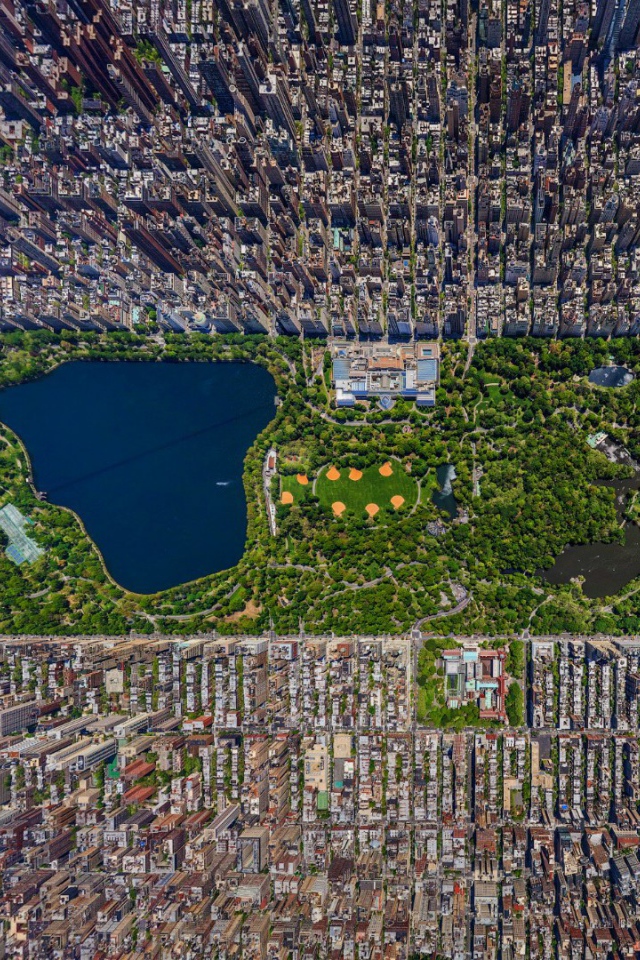 Вид сверху на Центральный парк, Нью-Йорк