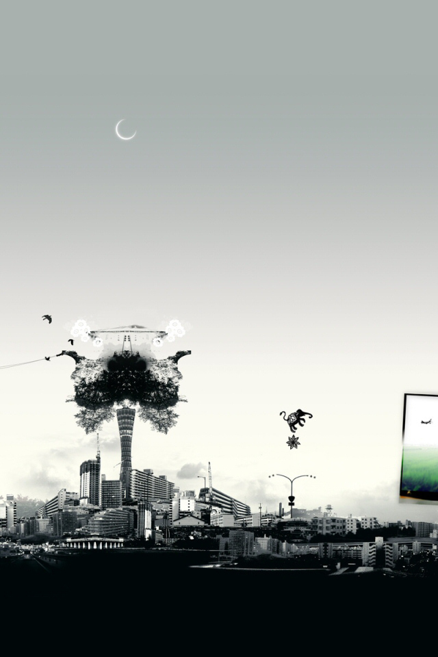 Летающий слон над городом