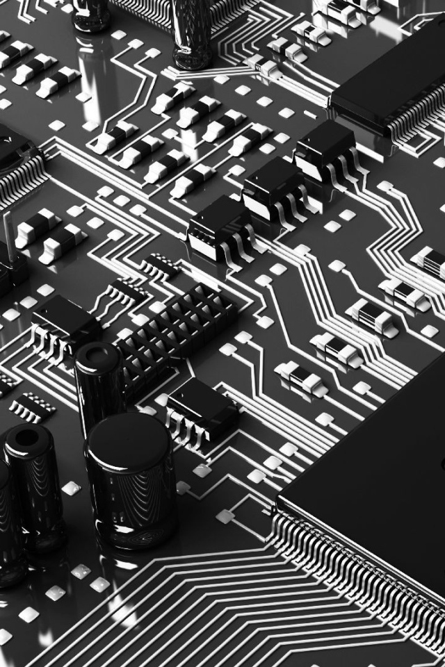 Черно белое фото компьютерной микросхемы