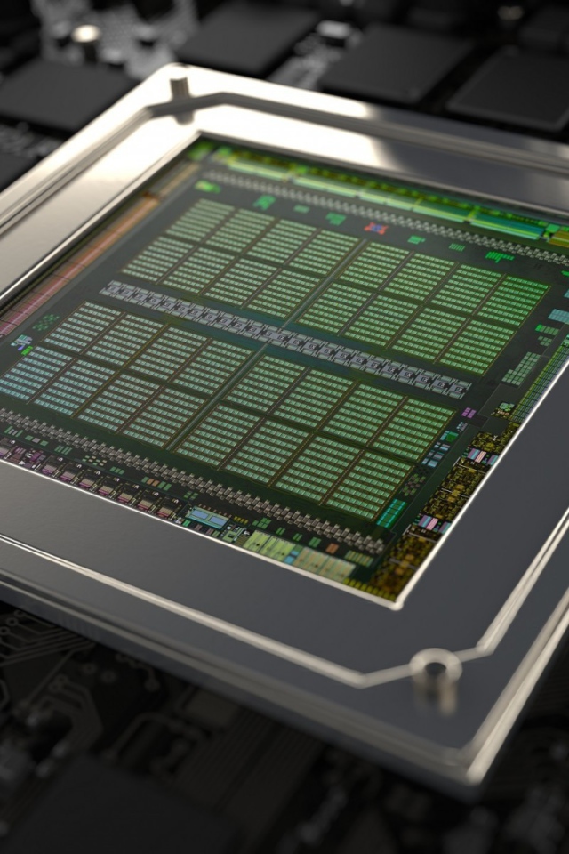 Зеленый чип на черной плате