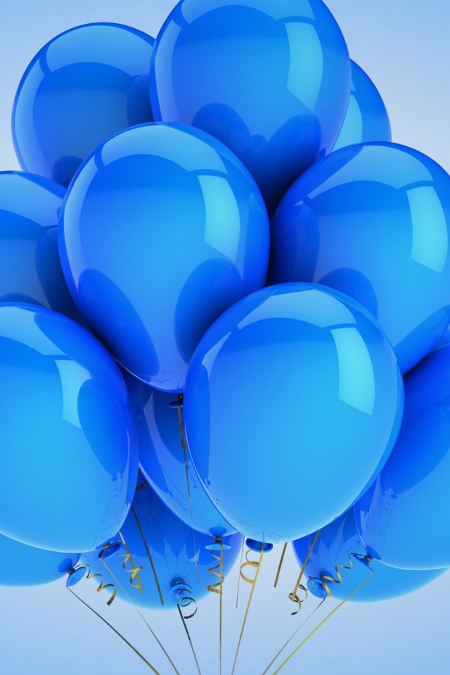 Связка голубых воздушных шаров