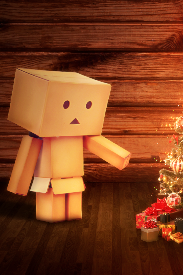 Картонный человечек празднует Рождество