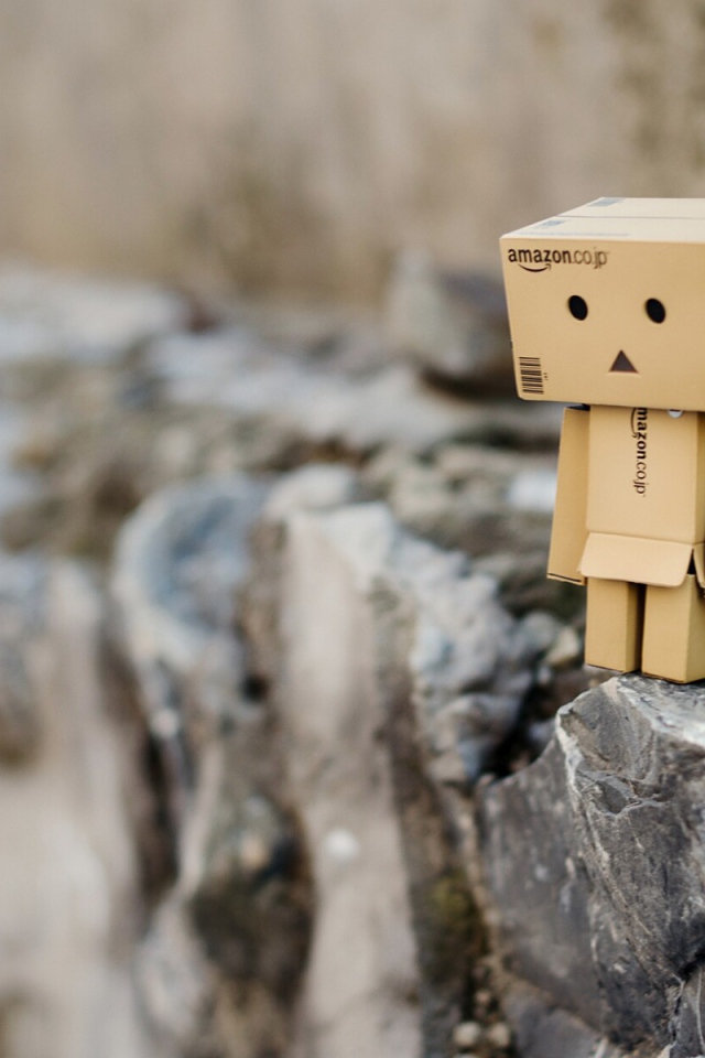 Картонный человечек на скале