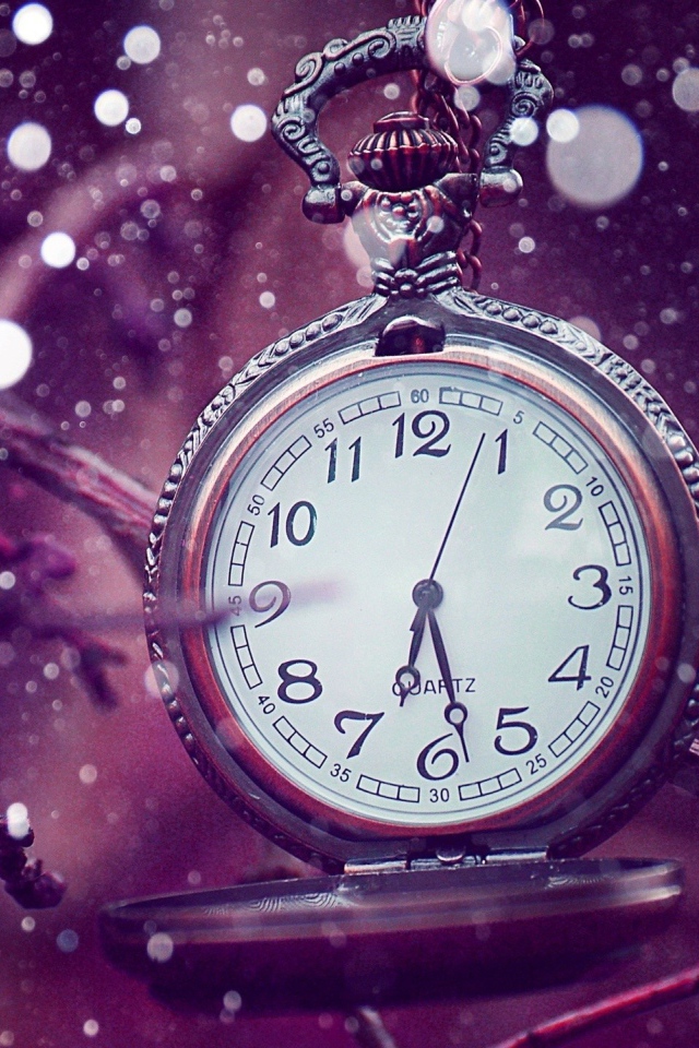 Часы среди снежинок