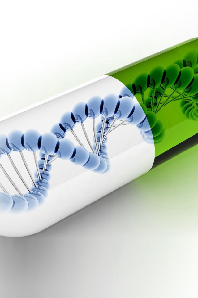 ДНК в капсуле, белый фон