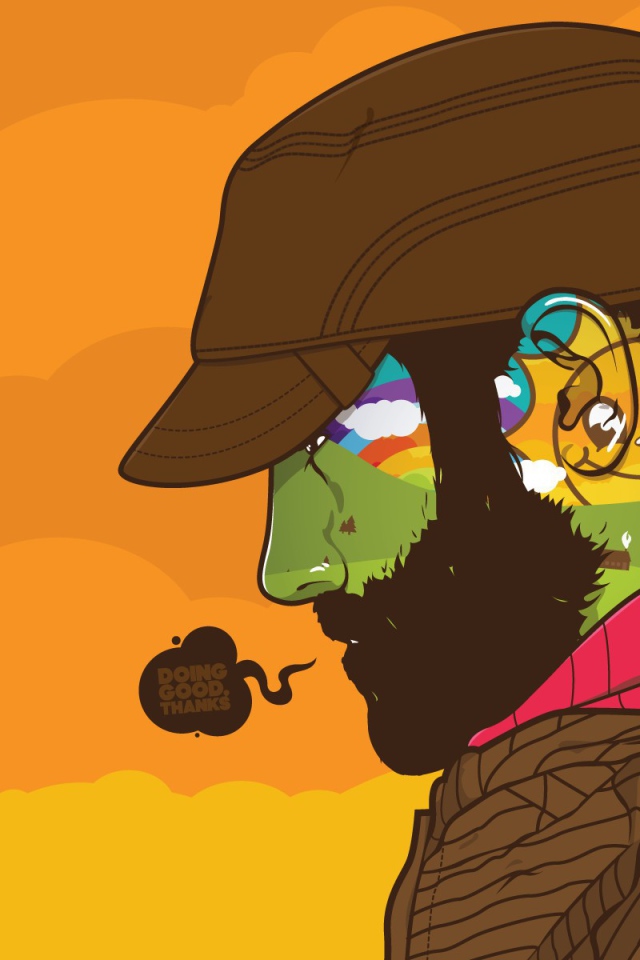 Эмоции в голове мужчины в кепке