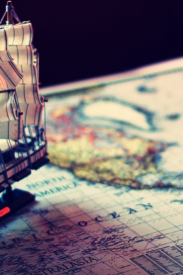 Модель корабля на карте мира