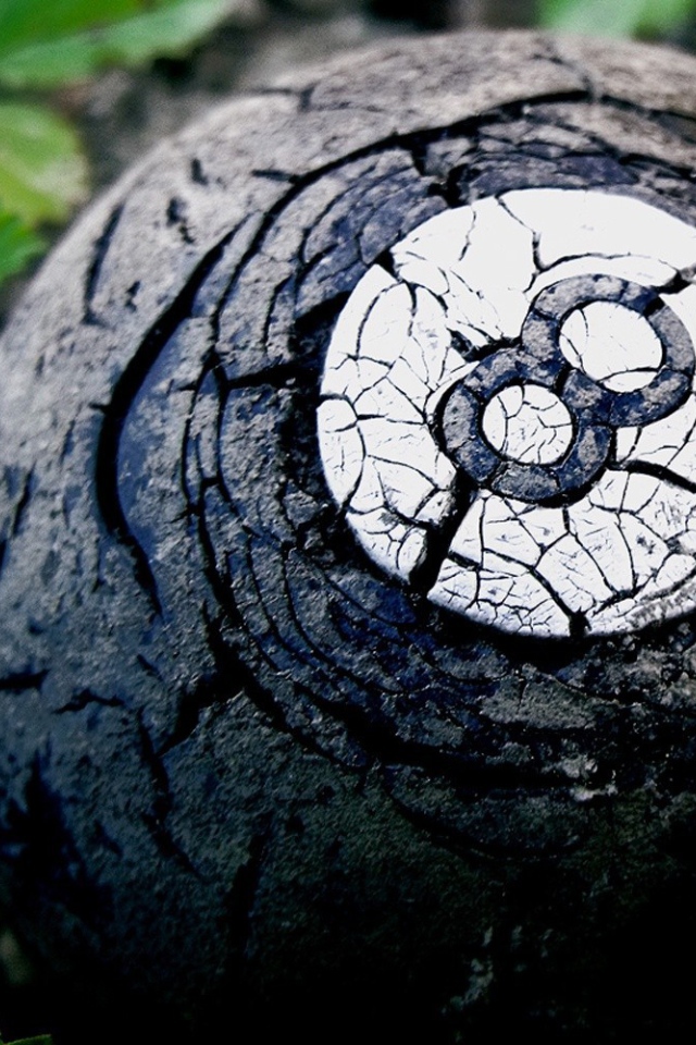 Старый бильярдный шар в лесу