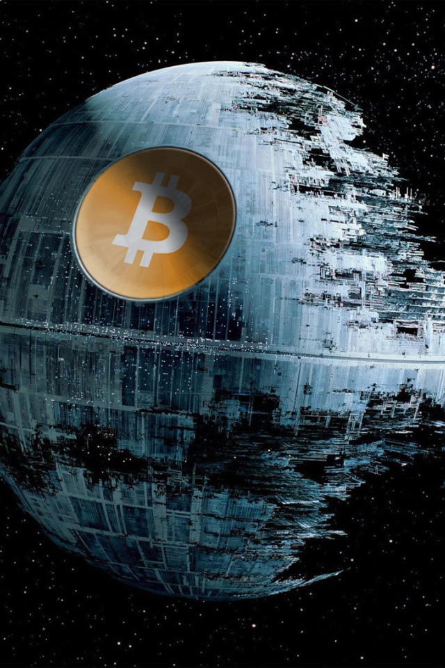 Символ Биткоин на Звезде смерти