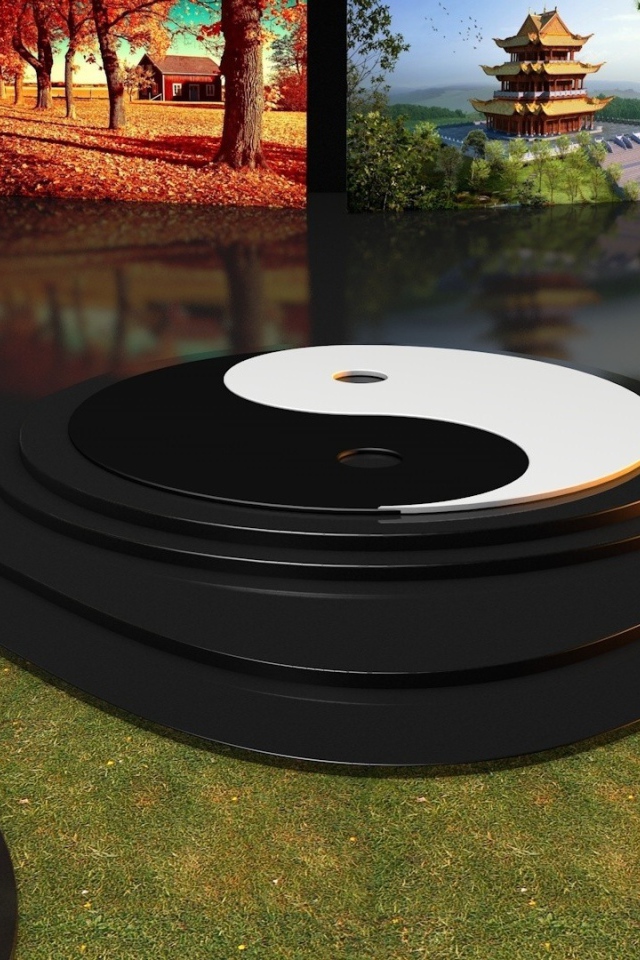 Символ Инь и Янь на полу