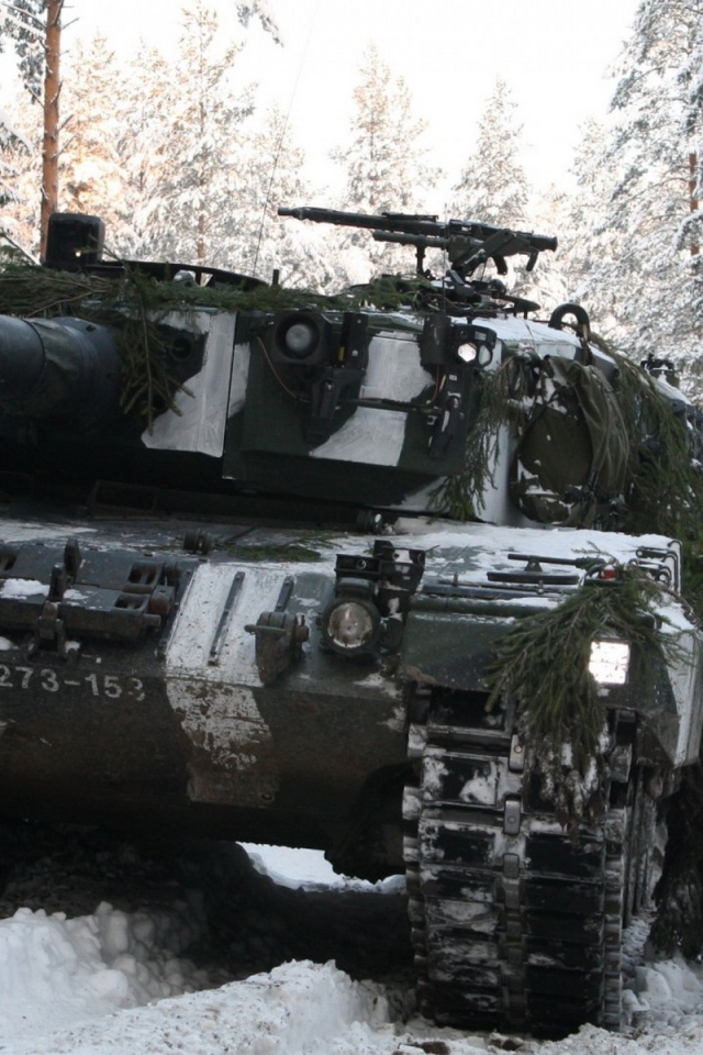Танк в маскировке в лесу