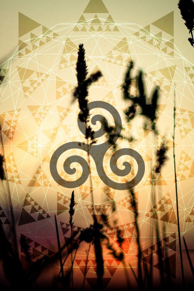 Символ солнца на фоне колосков