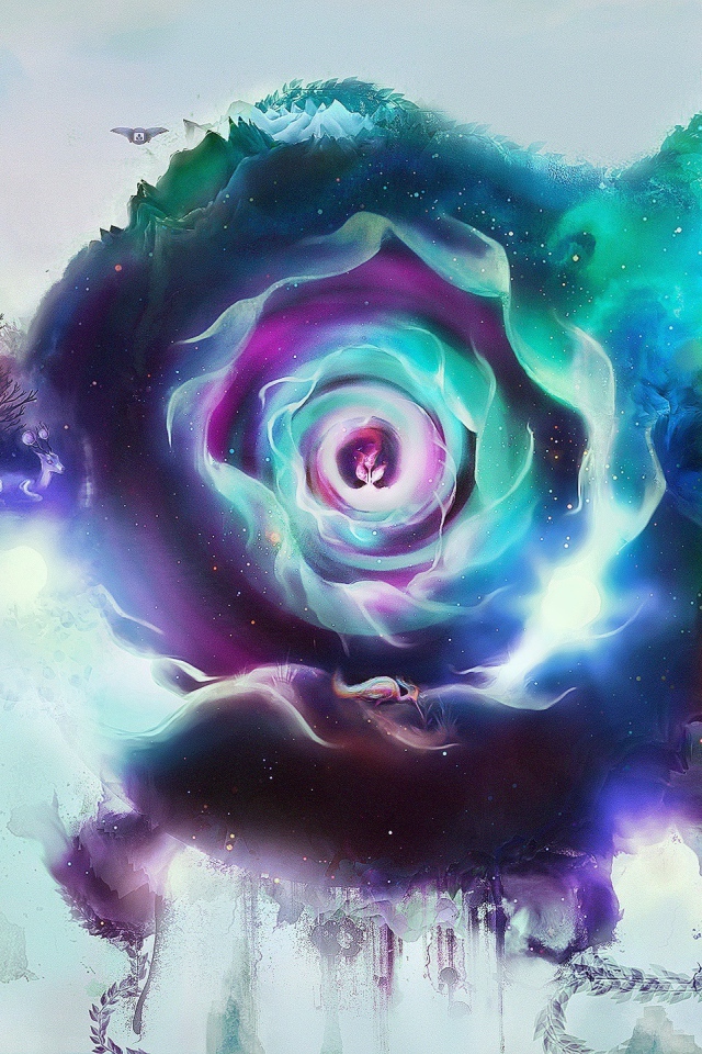 Вершины гор и птица