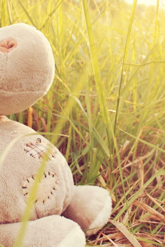 Игрушечный бегемот в траве