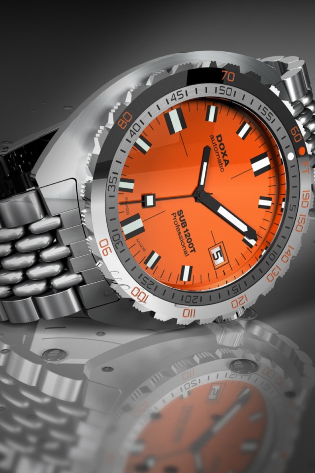 Часы Докса с оранжевым циферблатом