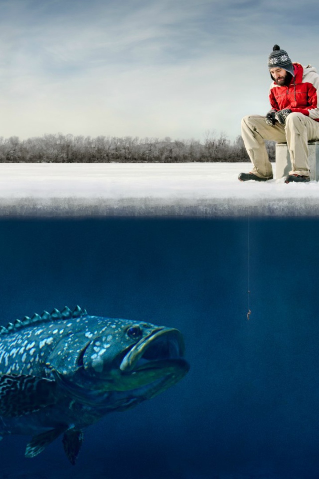 Зимняя рыбалка на озере