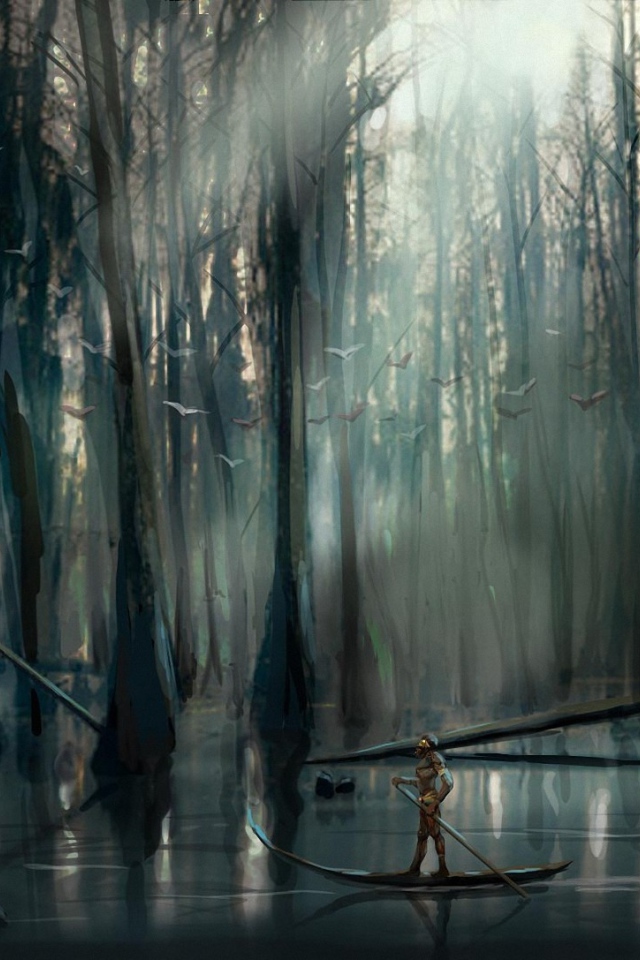 Путешествие на лодке в мертвом лесу