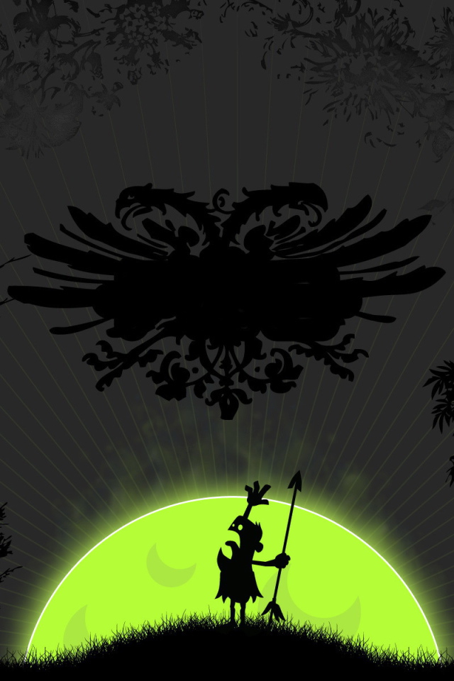 Абориген с копьем под рисунком