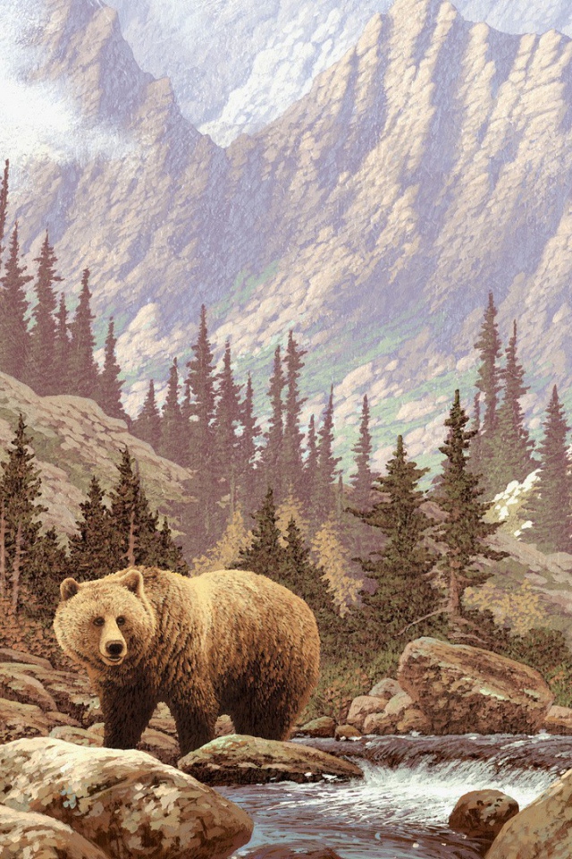 Бурый медведь на картине