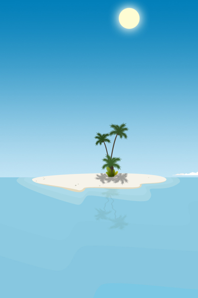 Необитаемый остров в синем море