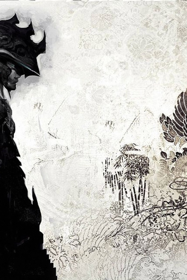 Изображение самурая на японском рисунке