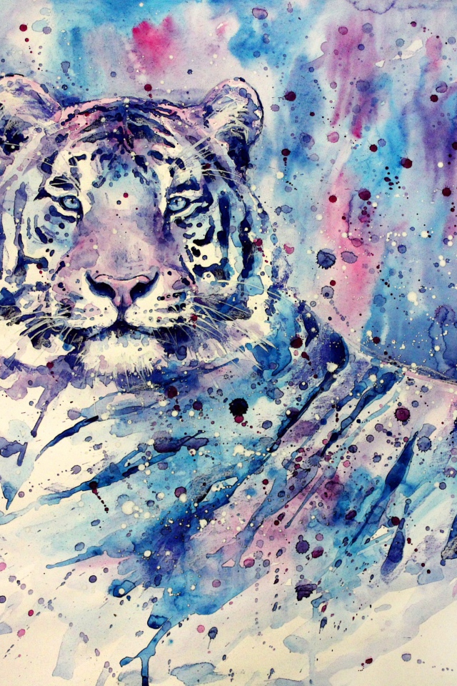 Изображение тигра в фиолетовых тонах