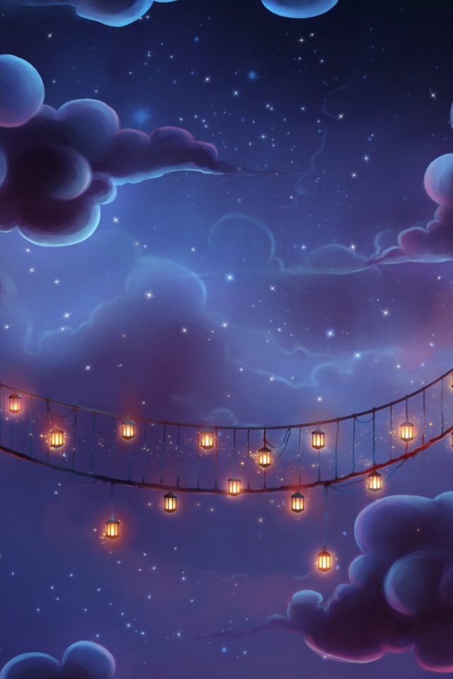 Ночные фонари на мосту