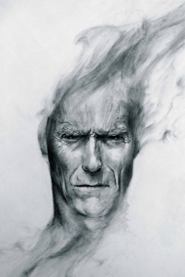 Old man's face, drawing
