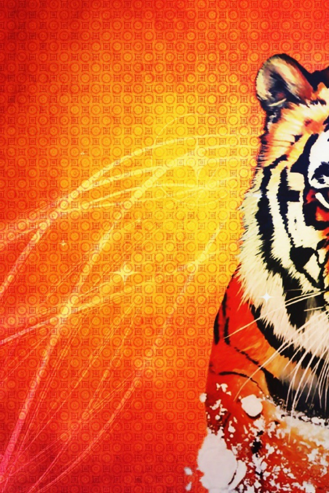 Оранжевый тигр на оранжевом фоне