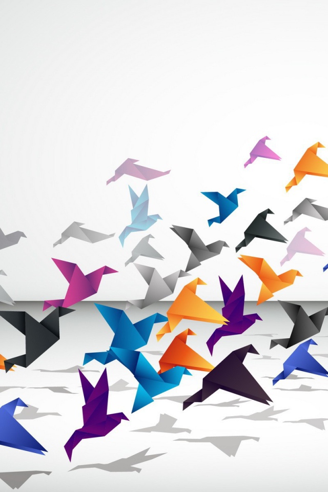 Журавли оригами взлетают в небо