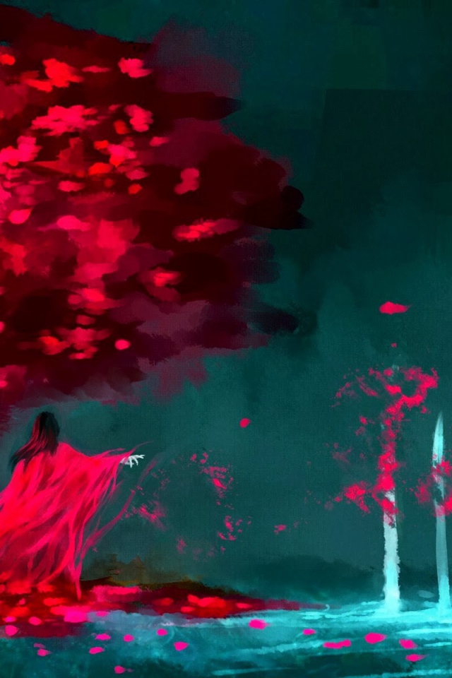 Красная колдунья под деревом, художник NanFe