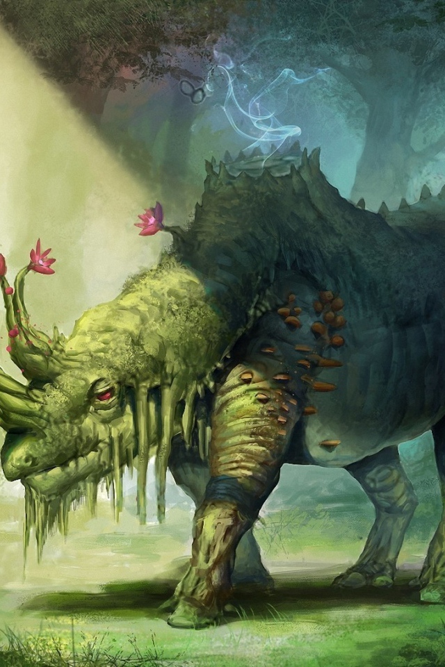 Носорог с цветами на голове