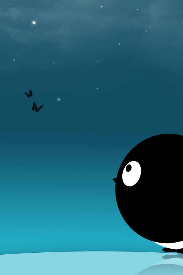 Ласточка смотрит на бабочек