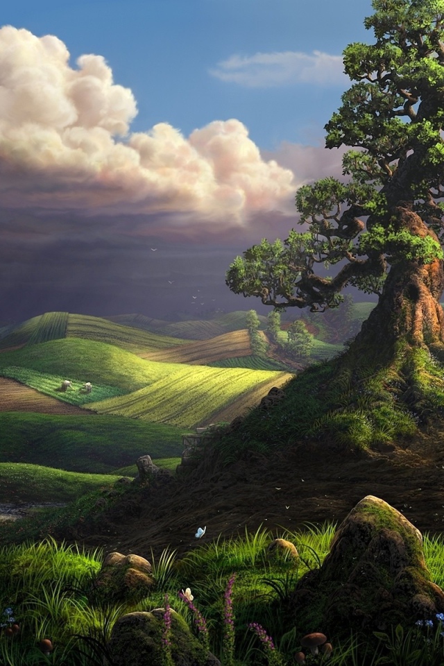 Сельская равнина на картине