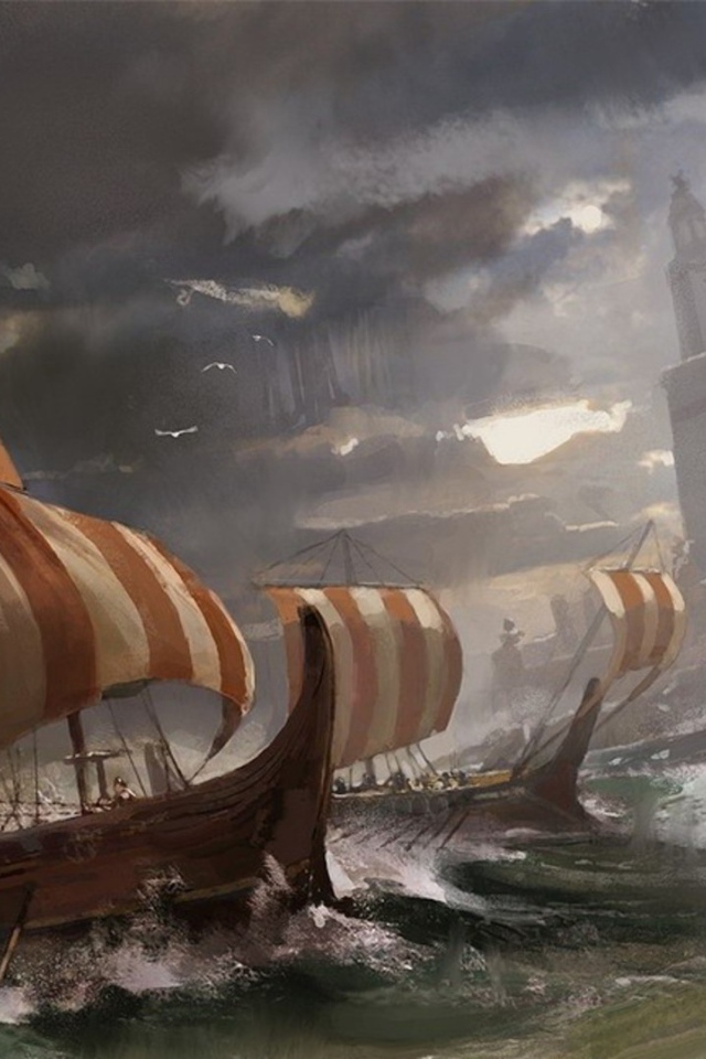 Корабли у Александрийского маяка, картина