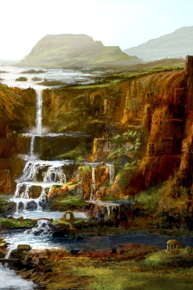 Ступенчатый водопад, рисунок