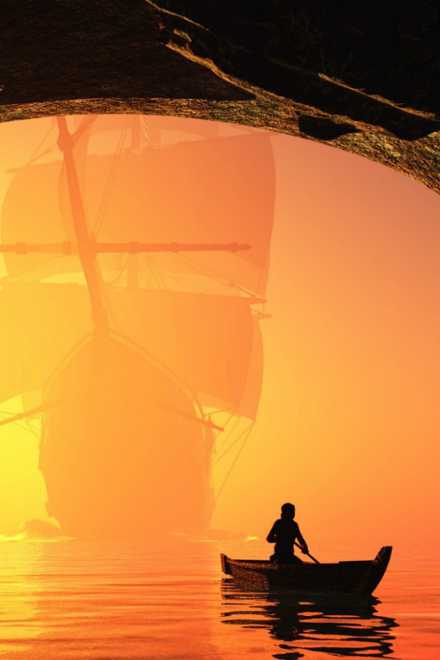 Заход лодки в пещеру