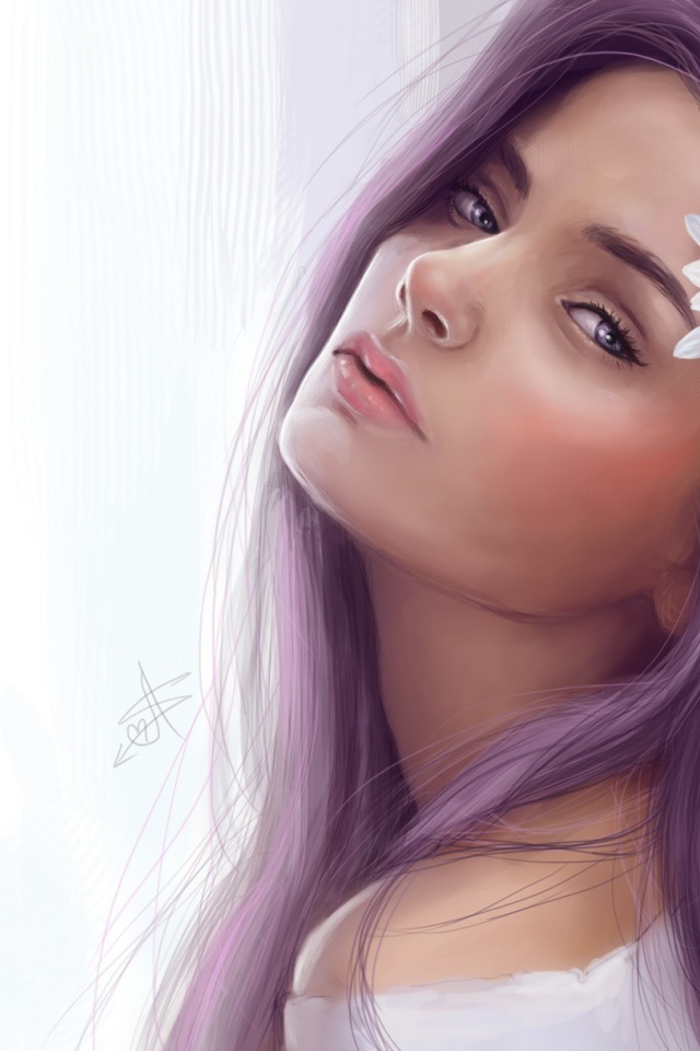 Цветок в волосах у девушки