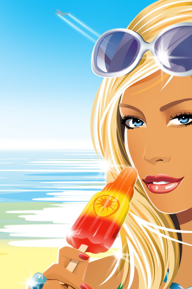 Девушка ест мороженое