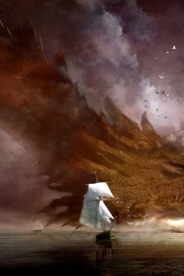 Огромный дракон в море