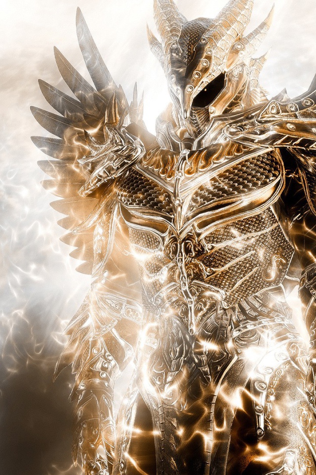 Человек и демон в золотых доспехах