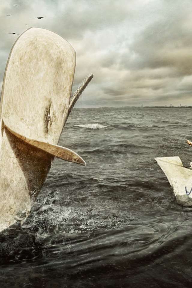 Мужчина в бумажном кораблике и касатка