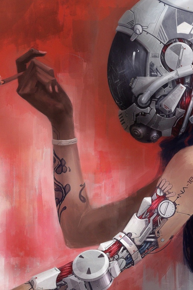 Андроид курит сигарету