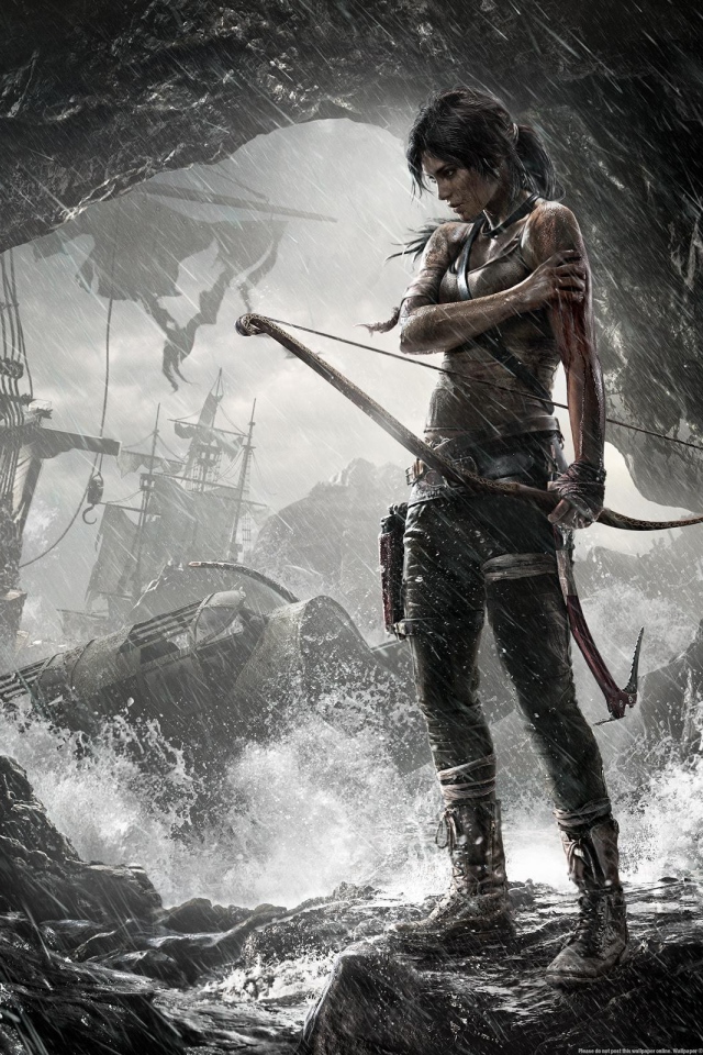 Лучница среди брызг в пещере