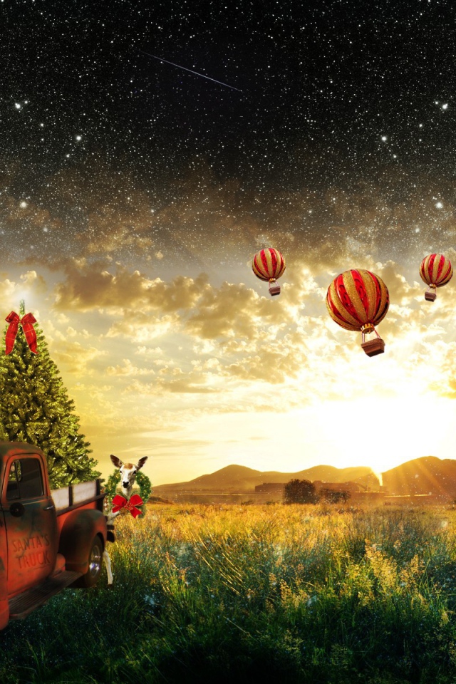 Воздушные шары улетают к звездам