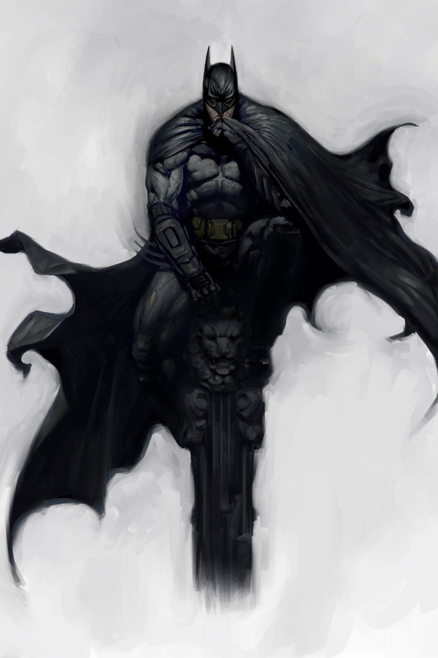 Бэтмен сидит на колонне