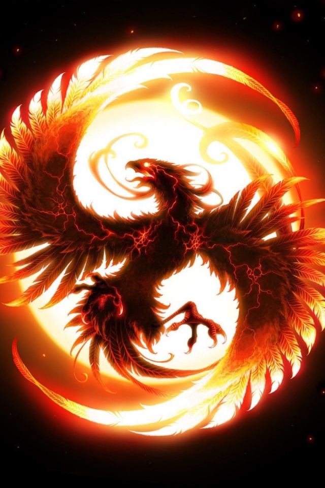 Птица в огненном шаре