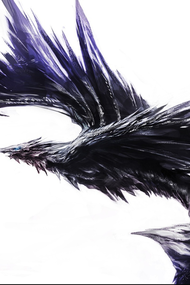 Черный крылатый дракон